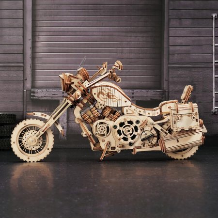 RoboTime 3D dřevěné mechanické puzzle Motorka (cruiser)