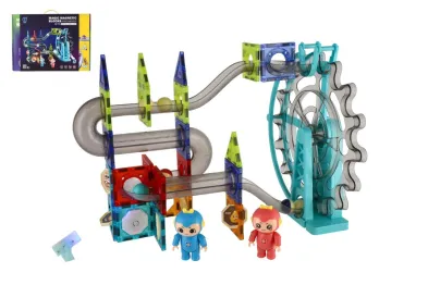 Teddies Kuličková dráha magnetická - 80 ks - 16 kuliček + doplňky - se světlem