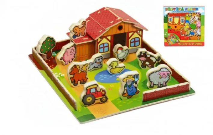 Teddies Domeček dřevěná farma - Moje první zvířátka