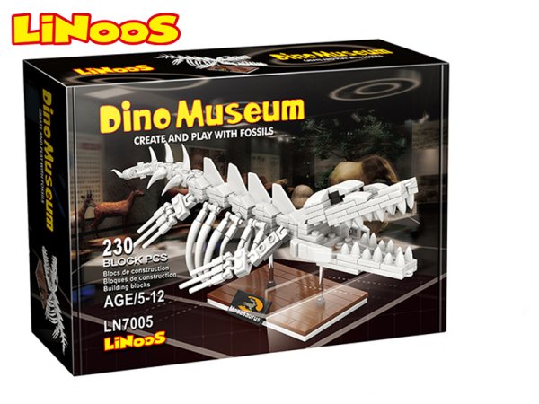 Mikro trading LiNooS stavebnice Dino Museum - Skelet dinosaurus Mosasaurus - 230 ks