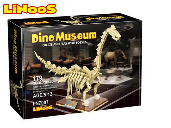 Mikro trading LiNooS stavebnice Dino Museum - Skelet dinosaurus Brachiosaurus - 179 ks