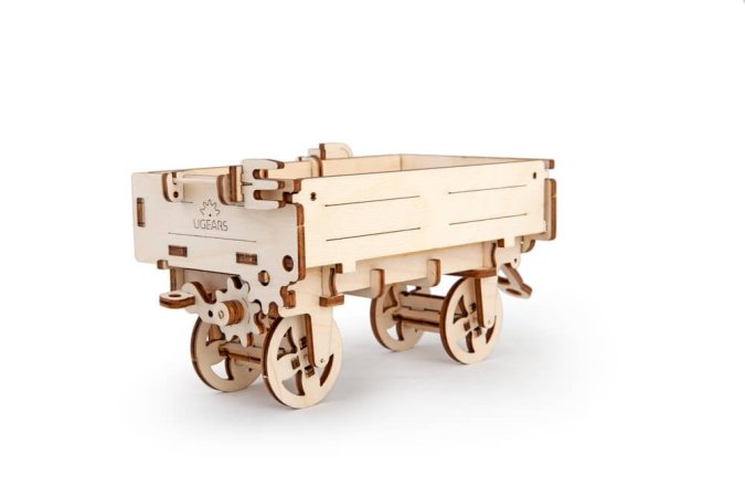UGEARS 3D dřevěné mechanické puzzle - Vlečka k traktoru