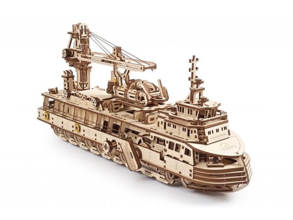 UGEARS 3D dřevěné mechanické puzzle - Výzkumná loď